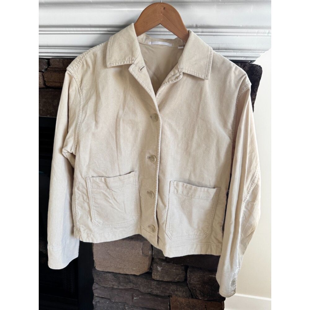 Uniqlo Cream Corduroy Jacket XS Cropped Minimalist Preppy Streetwear Capsule